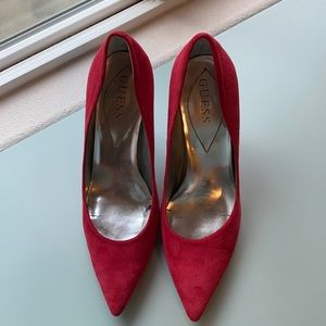 Guess Dark Red Suede Heels